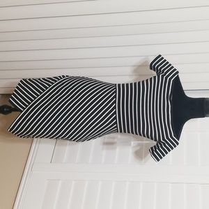 1.STATE stripped mini dress shoulderless